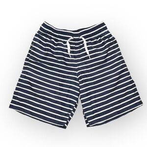 Hanna Andersson Boys Navy White Striped Swim Trunks Board Shorts Bathing Suit